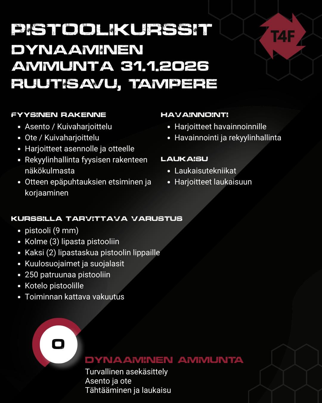 T4F DYNAAMINEN PISTOOLI 31.1.26